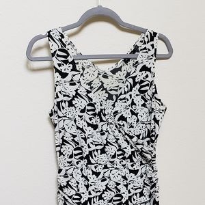 The Limited B&W Floral Flowy Wrap Dress